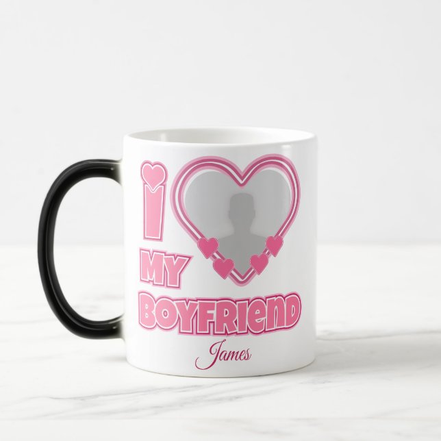 Custom I Love My Boyfriend – Add Photo & Name Magic Mug (Left)