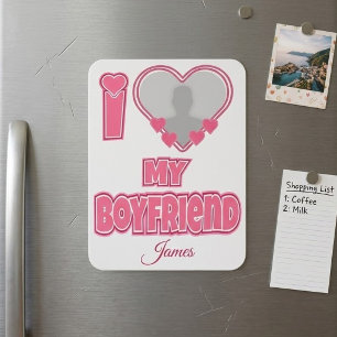 Custom I Love My Boyfriend – Add Photo & Name Magnet