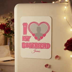 Custom I Love My Boyfriend – Add Photo & Name Magnet