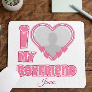 Custom I Love My Boyfriend – Add Photo & Name Mouse Mat