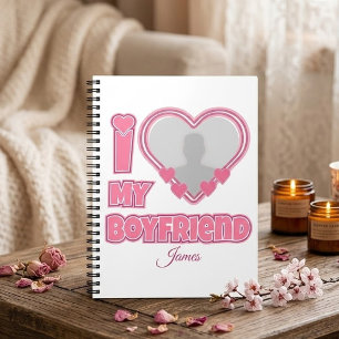 Custom I Love My Boyfriend – Add Photo & Name Notebook