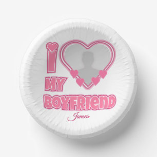 Custom I Love My Boyfriend – Add Photo & Name Paper Plate