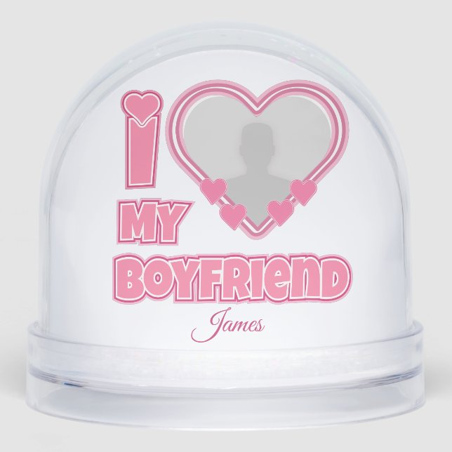 Custom I Love My Boyfriend – Add Photo & Name Snowglobe (Front)