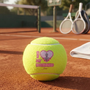 Custom I Love My Boyfriend – Add Photo & Name Tennis Balls