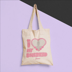 Custom I Love My Boyfriend – Add Photo & Name Tote Bag