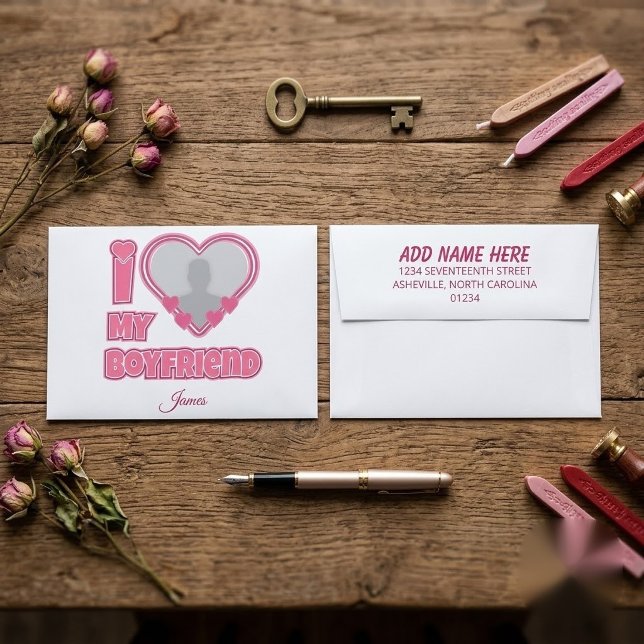 Custom I Love My Boyfriend Return Address Envelope (Creator Uploaded)