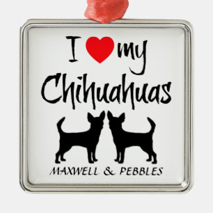 Custom I Love My Chihuahuas Metal Tree Decoration