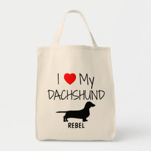 Custom I Love My Dachshund Dog Tote Bag