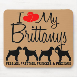 Custom I Love My Four Brittanys Mouse Mat