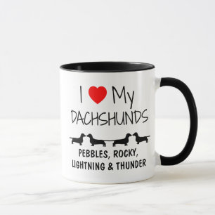 Custom I Love My Four Dachshunds Mug