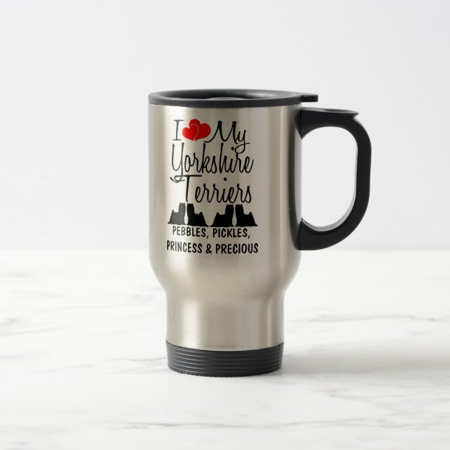 Custom I Love My Four Yorkshire Terriers Mug (Right)
