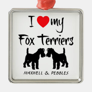 Custom I Love My Fox Terriers Metal Tree Decoration