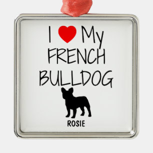 Custom I Love My French Bulldog Metal Tree Decoration