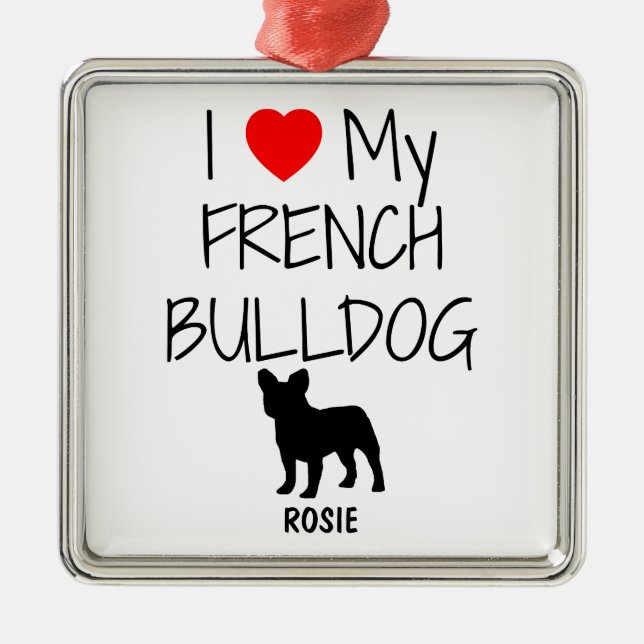 Custom I Love My French Bulldog Metal Tree Decoration (Front)