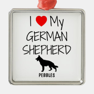 Custom I Love My German Shepherd Metal Tree Decoration