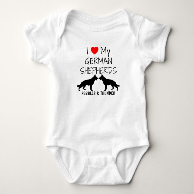 Custom I Love My German Shepherds Baby Bodysuit (Front)