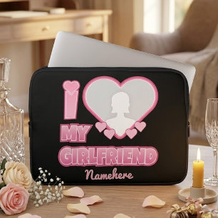 Custom I Love My Girlfriend – Add Photo & Name Laptop Sleeve