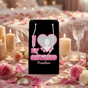 Custom I Love My Girlfriend – Add Photo & Name Small Gift Bag