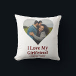 Custom I Love My Girlfriend Heart Photo Cushion<br><div class="desc">Custom I Love My Girlfriend Heart Photo. Personalise this template with your photo,  relationship and name</div>