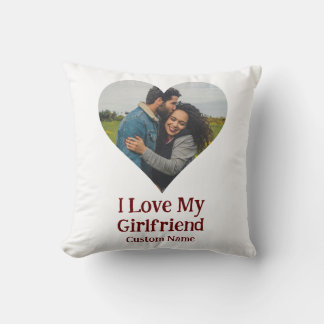 Custom I Love My Girlfriend Heart Photo Cushion