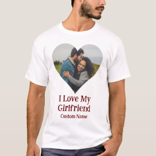Custom I Love My Girlfriend Heart Photo T-Shirt