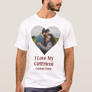 Custom I Love My Girlfriend Heart Photo T-Shirt