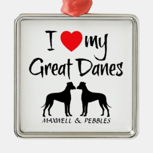 Custom I Love My Great Danes Metal Tree Decoration