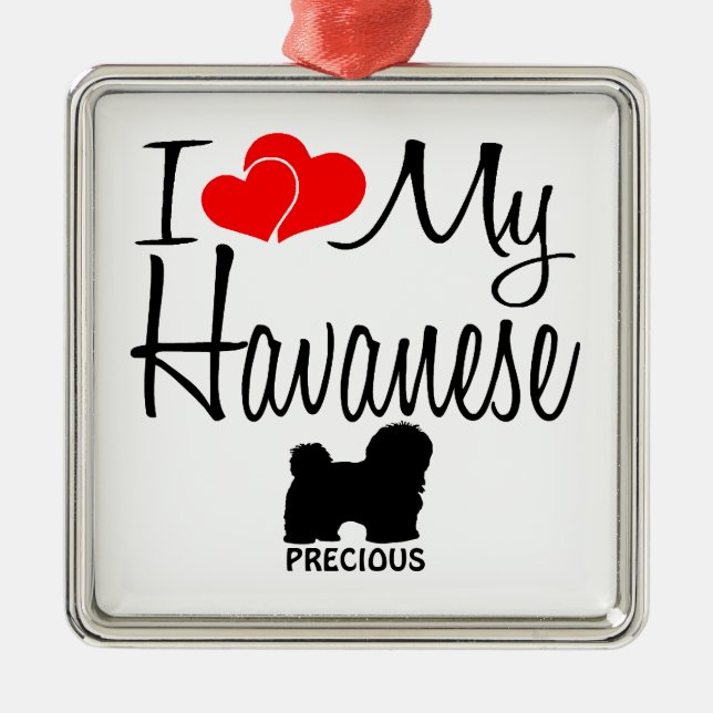 Custom I Love My Havanese Metal Tree Decoration (Front)