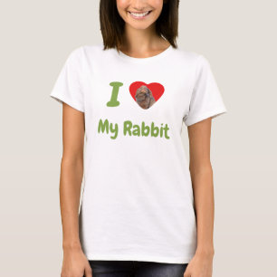 Custom I Love My Holland Lop Rabbit Photo T-Shirt