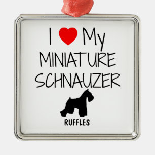 Custom I Love My Miniature Schnauzer Metal Tree Decoration