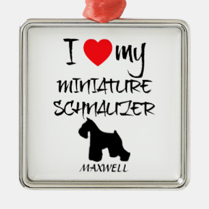 Custom I Love My Miniature Schnauzer Metal Tree Decoration