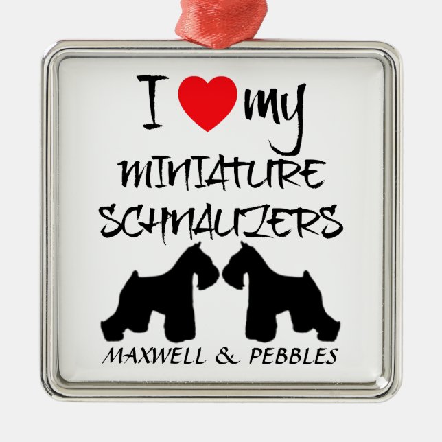 Custom I Love My Miniature Schnauzers Metal Tree Decoration (Front)