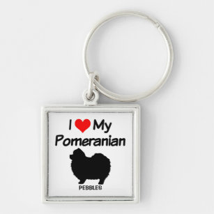 CUSTOM I Love My Pomeranian Dog Key Ring