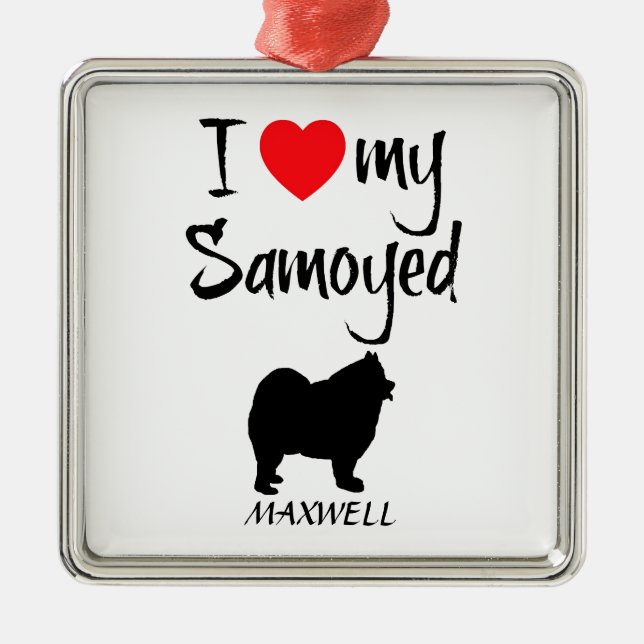Custom I Love My Samoyed Metal Tree Decoration (Front)