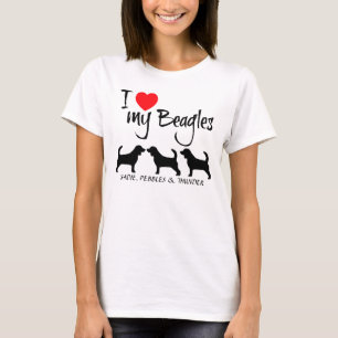 Custom I Love My Three Beagles T-Shirt