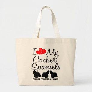 Custom I Love My Three Cocker Spaniels Bag