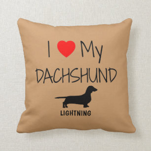 Custom I Love My Three Dachshund Cushion