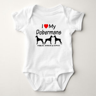 CUSTOM I Love My Three Doberman Pinscher Dogs Baby Bodysuit