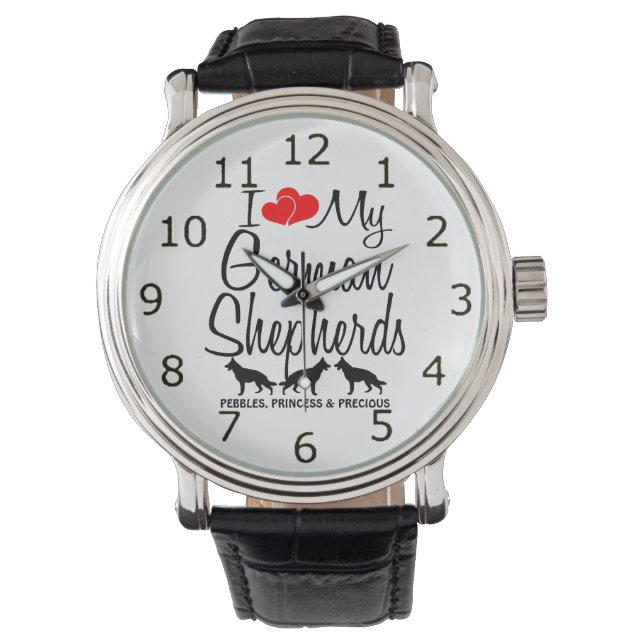 Custom I Love My Three German Shepherds Watch (Front)