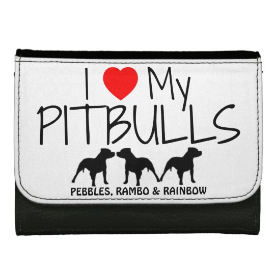Custom I Love My Three Pitbulls Wallets