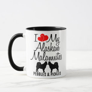Custom I Love My Two Alaskan Malamutes Mug