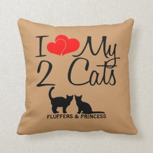 Custom I Love My Two Cats Cushion