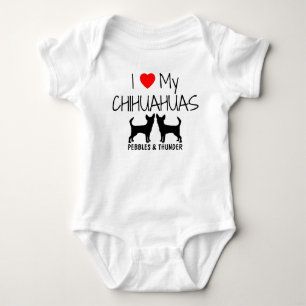 Custom I Love My TWO Chihuahuas Baby Bodysuit