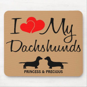 Custom I Love my Two Dachshunds Mousepad
