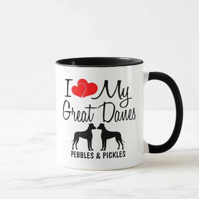 Custom I Love My Two Great Danes Mug (Right)