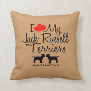 Custom I Love My Two Jack Russell Terriers Cushion