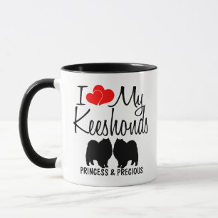 Custom I Love My Two Keeshond Dogs Mug