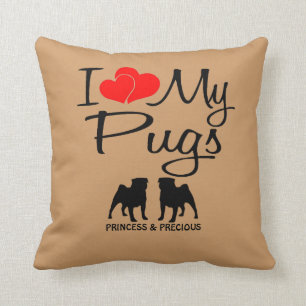 Custom I Love My Two Pugs Cushion