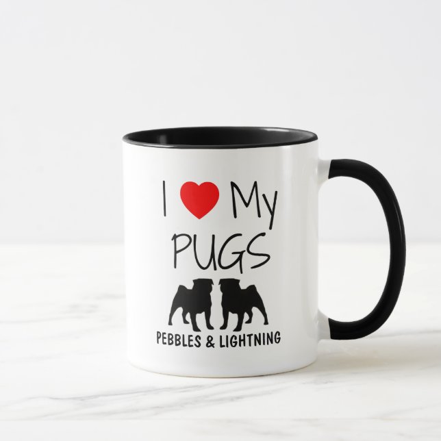 Custom I Love My Two Pugs Mug (Right)