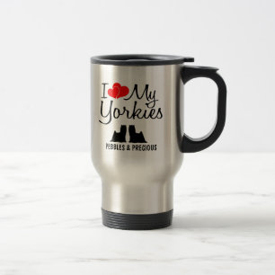 Custom I Love My Two Yorkies Travel Mug
